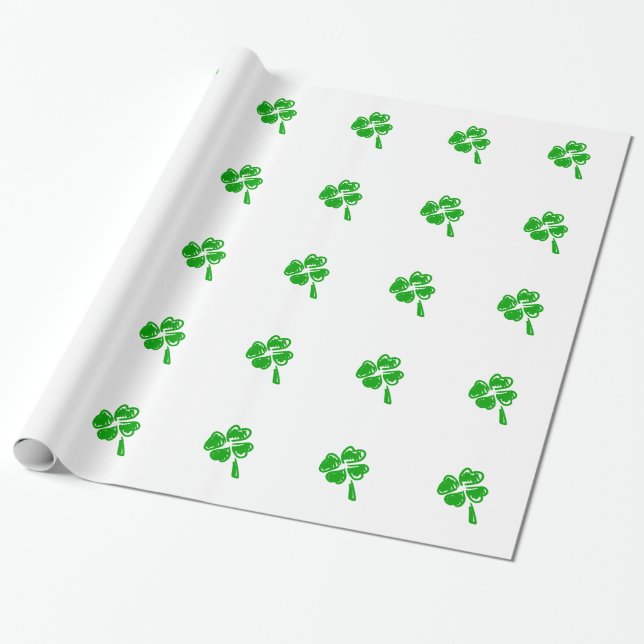 Green lucky charm St. Patrick day Wrapping Paper (Unrolled)