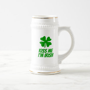 Green lucky clover funny St Patrick's Day Beer Stein