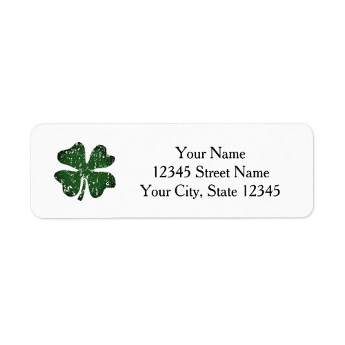 Green lucky clover logo return address labels