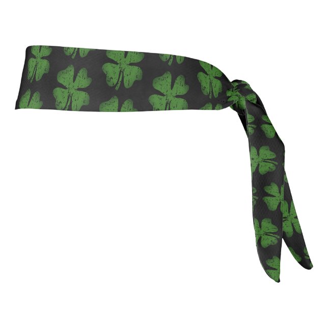 Green lucky clover pattern St Patrick's Day Tie Headband (Rotate 90)
