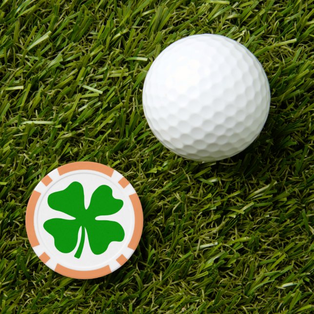 Green lucky clover poker chip golf ball markers (Golf Ball Marker)
