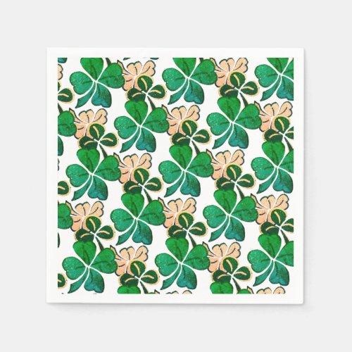 Green Lucky Clover Shamrock Pattern Napkins