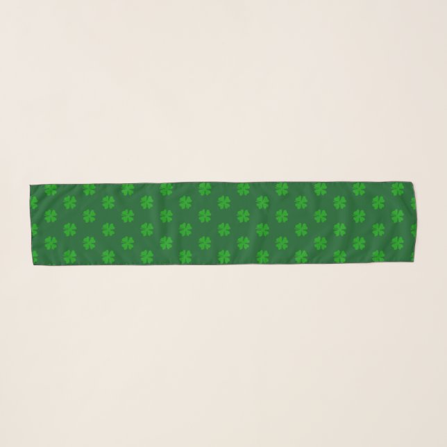 Green lucky clover St Patricks Day chiffon scarf (Front (Horizontal))
