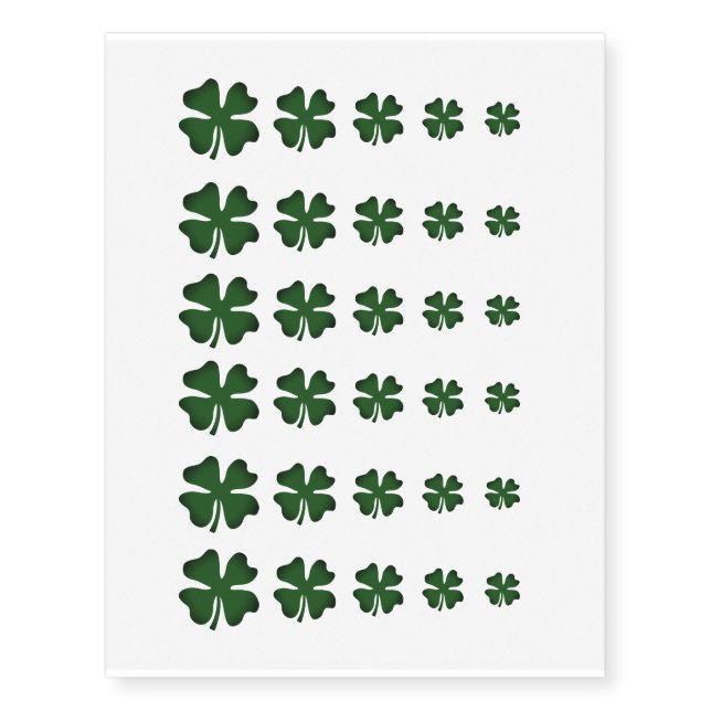 Green lucky clover St Patrick's Day cool Temporary Tattoos (Front)