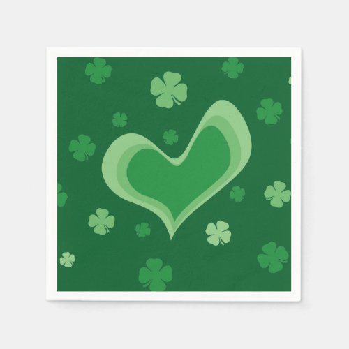 Green lucky clover St Patricks Day party napkins