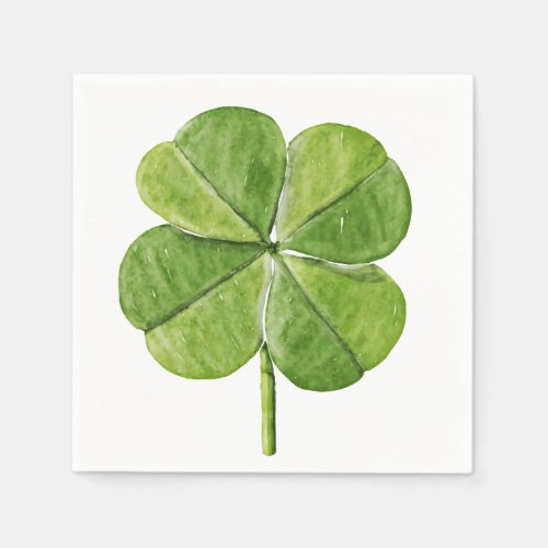 Green lucky Four_leaf clover Shamrock hand painted Napkins