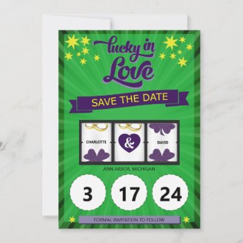 Green Lucky In Love Wedding Announcement by Bailemor at Zazzle