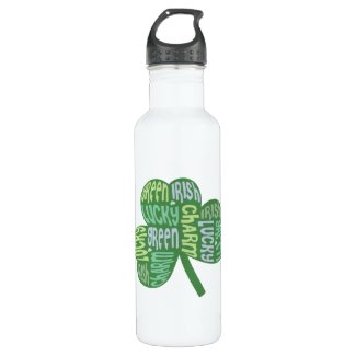 Green Lucky Irish Charm Shamrock 24oz Water Bottle