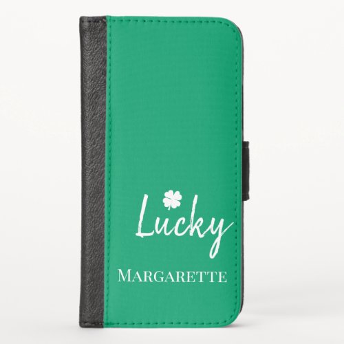 Green Lucky Irish Shamrock St Patricks Day      iPhone X Wallet Case