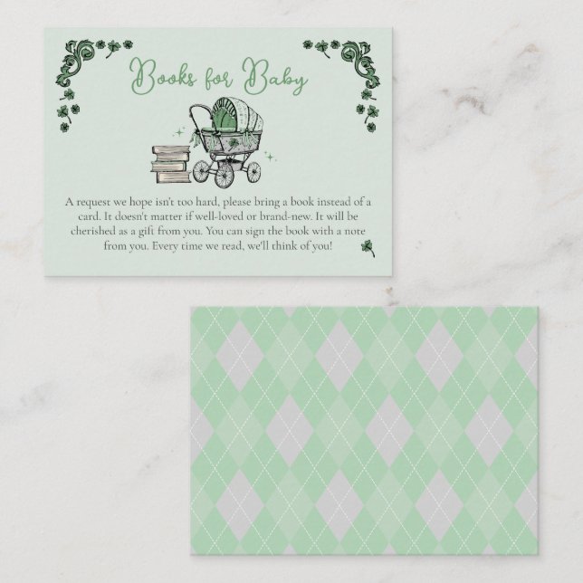 Green Lucky Little Shamrock Books for Baby Enclosure Card (Front/Back)