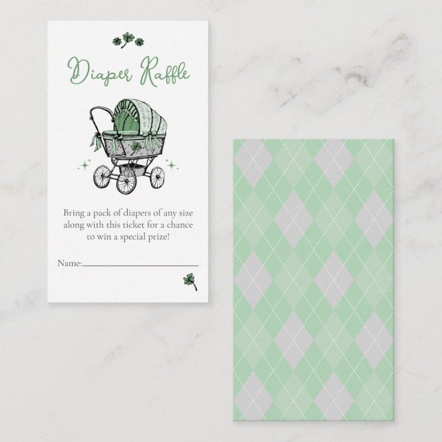 Green Lucky Little Shamrock Diaper Raffle Enclosure Card (Front/Back)