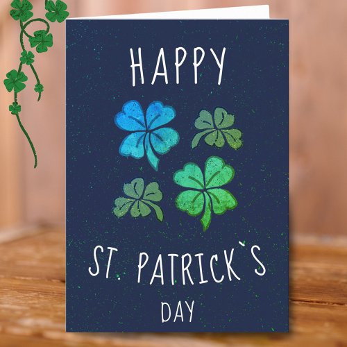 Green Lucky Shamrock Clover St Patricks day Holiday Card