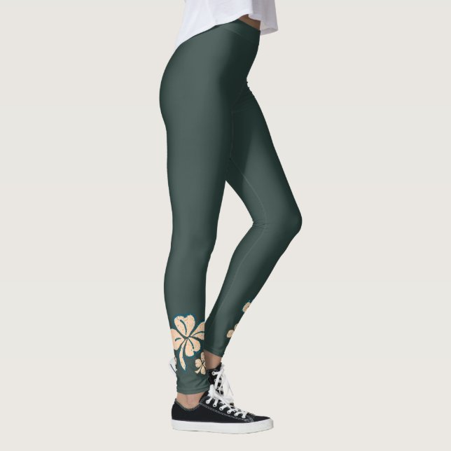 Green Lucky Shamrock Clover St. Patrick`s Day Legg Leggings (Right)