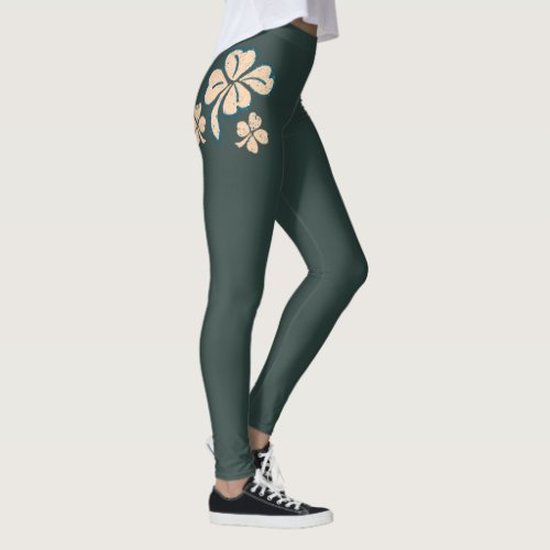 Green Lucky Shamrock Clover St Patricks Day Leggings