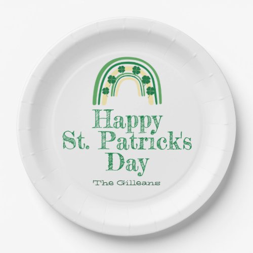 Green lucky Shamrock horseshoe St Patricks Day Paper Plates