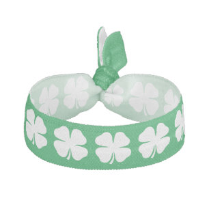 Green lucky shamrock St Patrick's Day hair ties