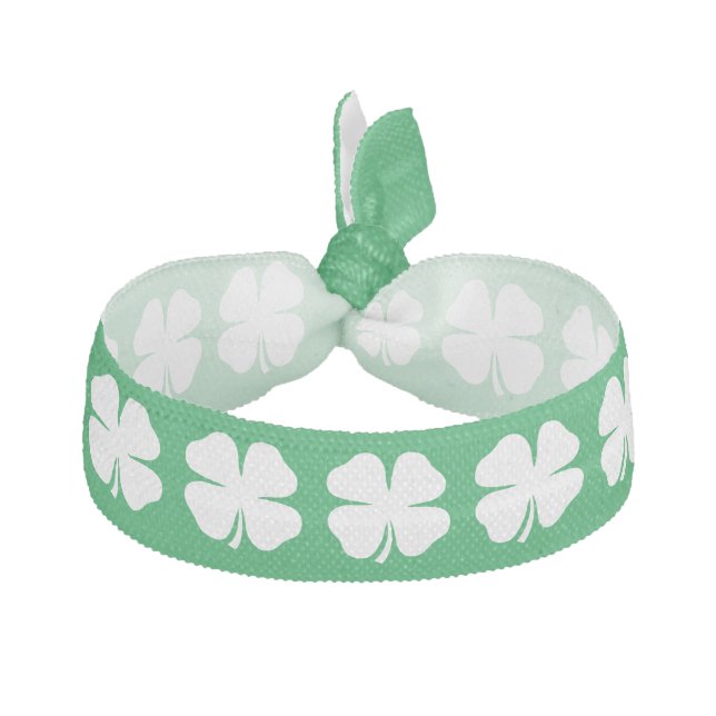 Green lucky shamrock St Patrick's Day hair ties (Front)