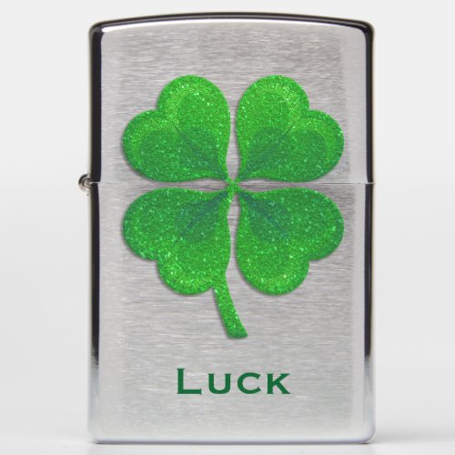 Green Lucky Shamrock Zippo Lighter