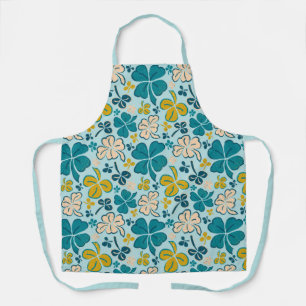 Green Lucky Shamrocks Clover St. Patrick`s Day  Apron