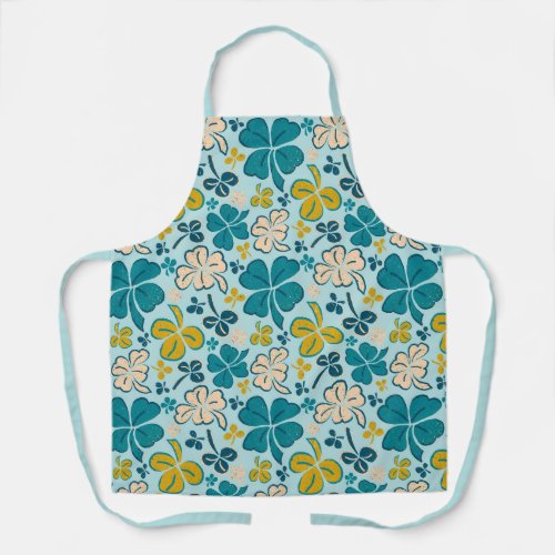 Green Lucky Shamrocks Clover St Patricks Day  Apron