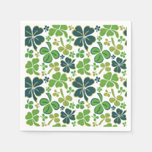Green Lucky Shamrocks Clover St. Patrick`s Day Napkins