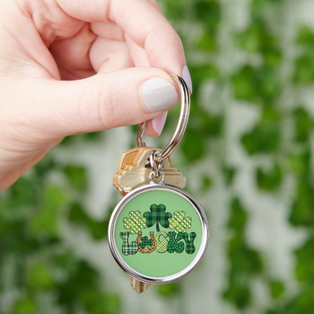 Green Lucky St Patricks Day Keychain (Hand)