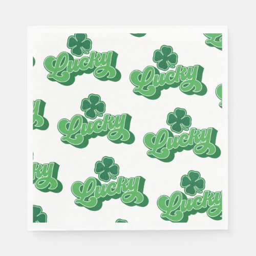 Green Lucky St Patricks Day Paper Napkins