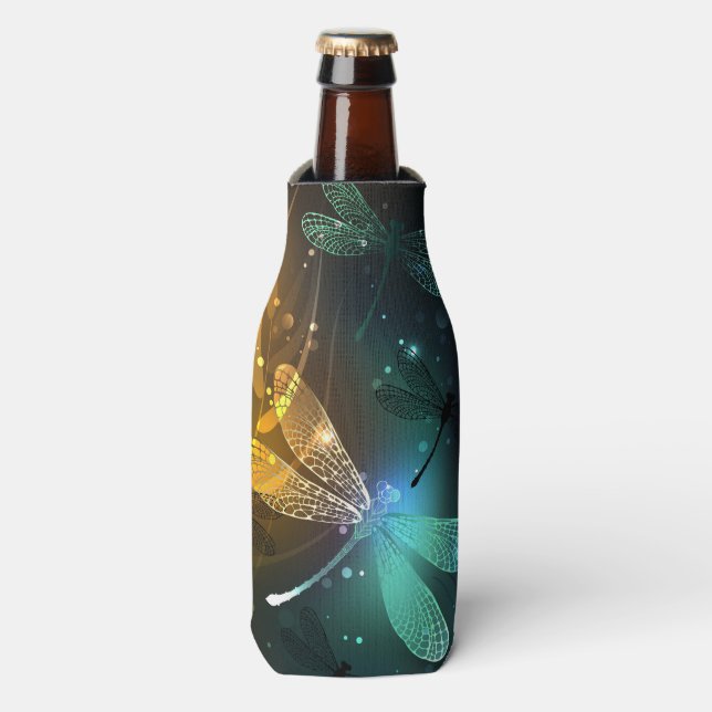 Green luminous dragonfly flight bottle cooler (Bottle Front)
