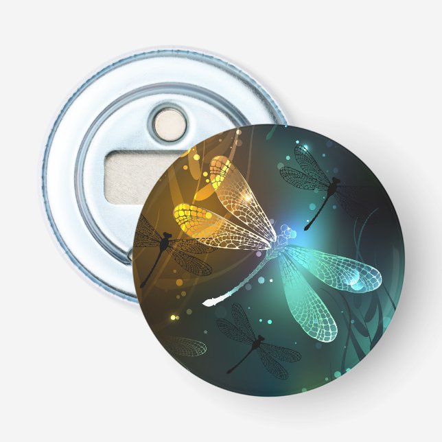 Green luminous dragonfly flight bottle opener (Front)