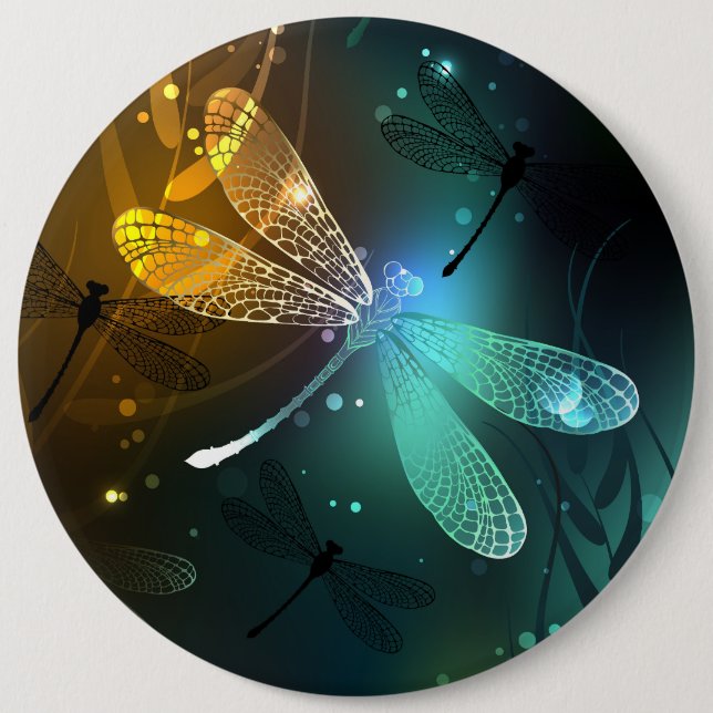 Green luminous dragonfly flight button (Front)