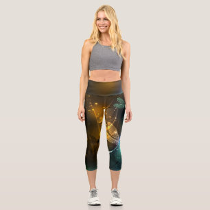 Green luminous dragonfly flight capri leggings
