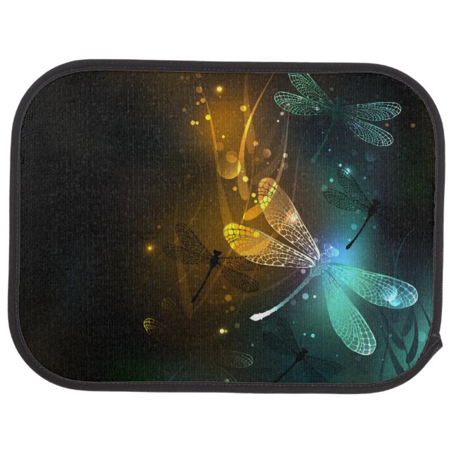 Green luminous dragonfly flight car floor mat (Rear)