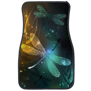 Green luminous dragonfly flight car floor mat