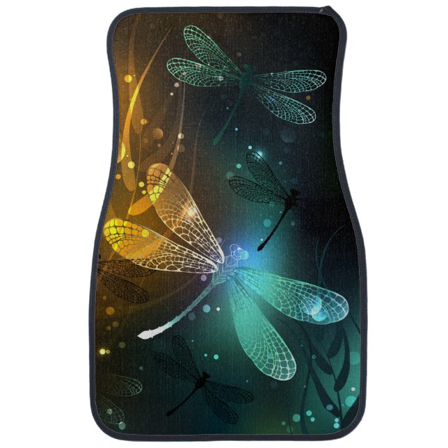Green luminous dragonfly flight car floor mat (Front)