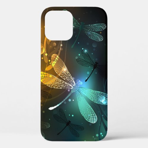 Green luminous dragonfly flight iPhone 12 case