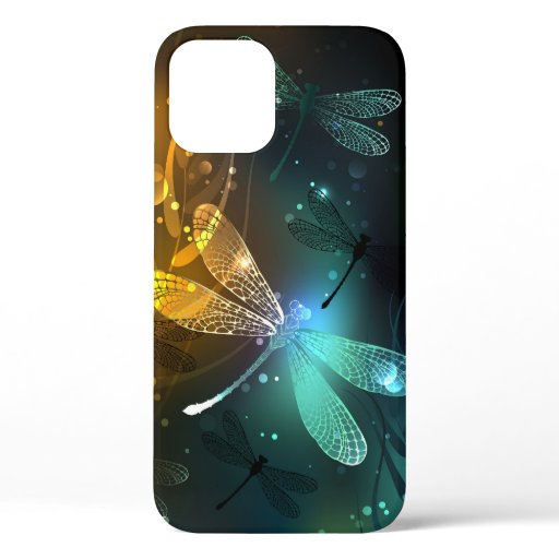 Green luminous dragonfly flight iPhone 12 case