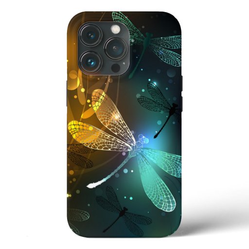Green luminous dragonfly flight iPhone 13 pro case
