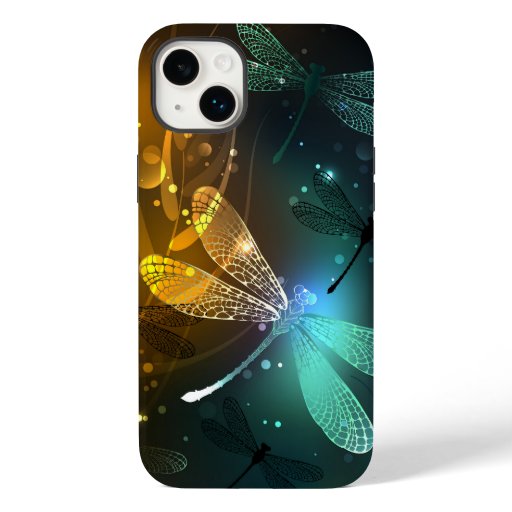Green luminous dragonfly flight Case-Mate iPhone 14 plus case