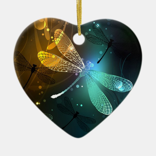 Green luminous dragonfly flight ceramic ornament (Front)