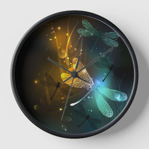 Green luminous dragonfly flight clock