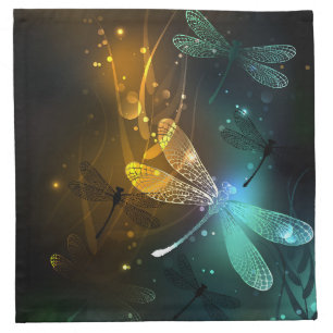 Green luminous dragonfly flight cloth napkin