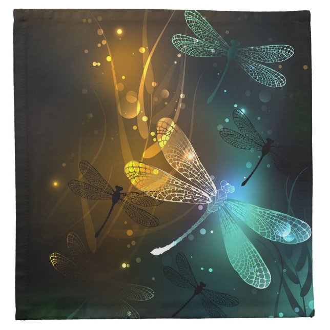 Green luminous dragonfly flight cloth napkin (Front)