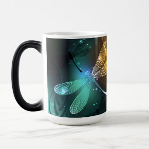 Green luminous dragonfly flight color morph mug