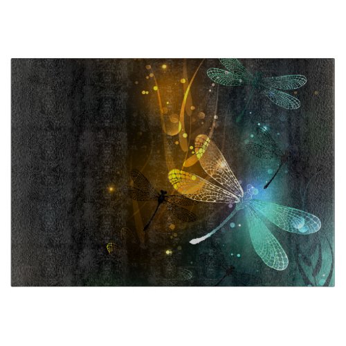 Green luminous dragonfly flight cutting board