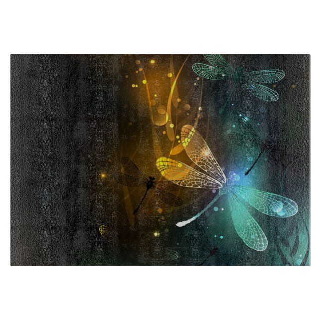 Green luminous dragonfly flight cutting board (Front)