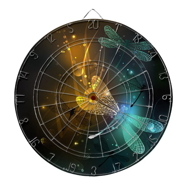 Green luminous dragonfly flight dart board (Front)