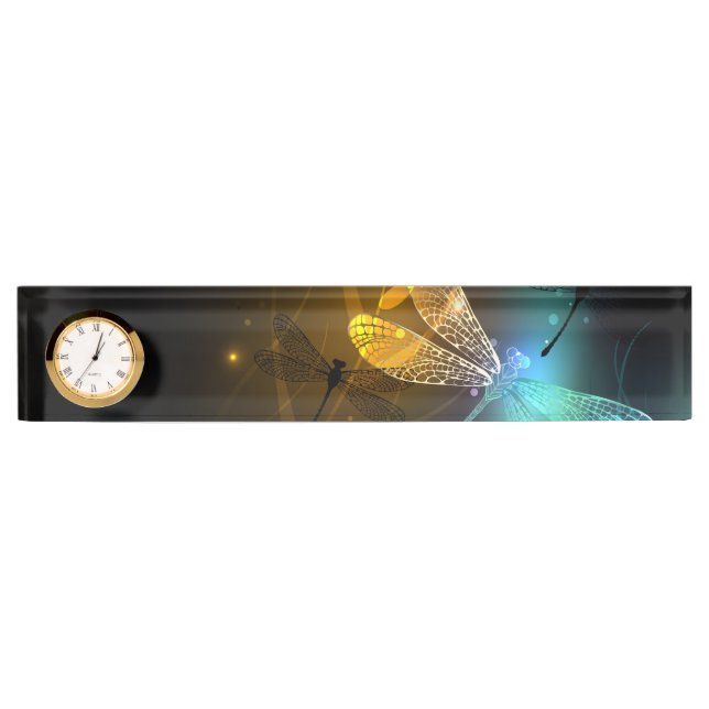 Green luminous dragonfly flight desk name plate (Front)