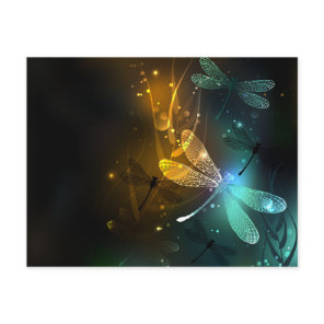 Green luminous dragonfly flight enclosure card