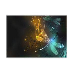 Green luminous dragonfly flight enclosure card