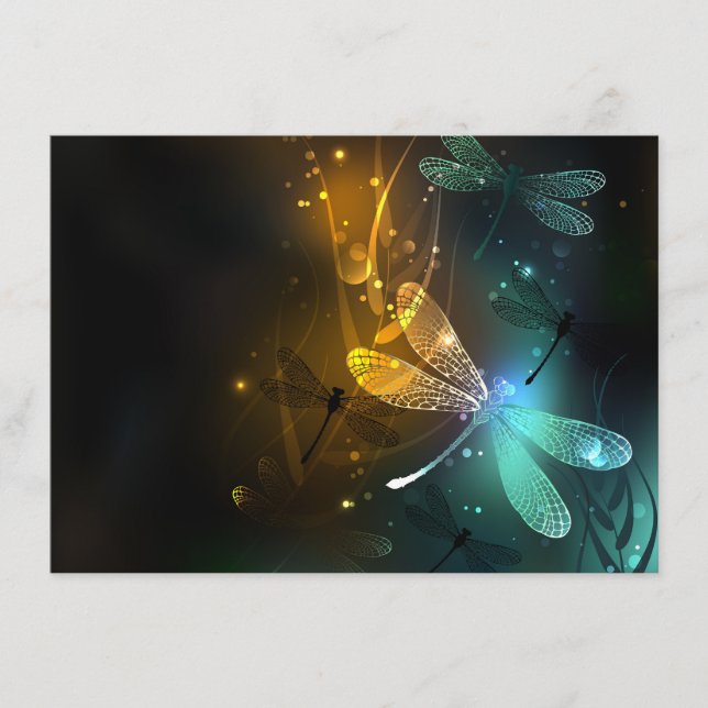 Green luminous dragonfly flight enclosure card (Front)